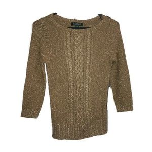 Lauren Ralph Lauren Metallic Gold Crewneck Sweater
